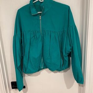 Free People Teal Bomber Jacket